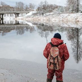 зима река мост черемуха