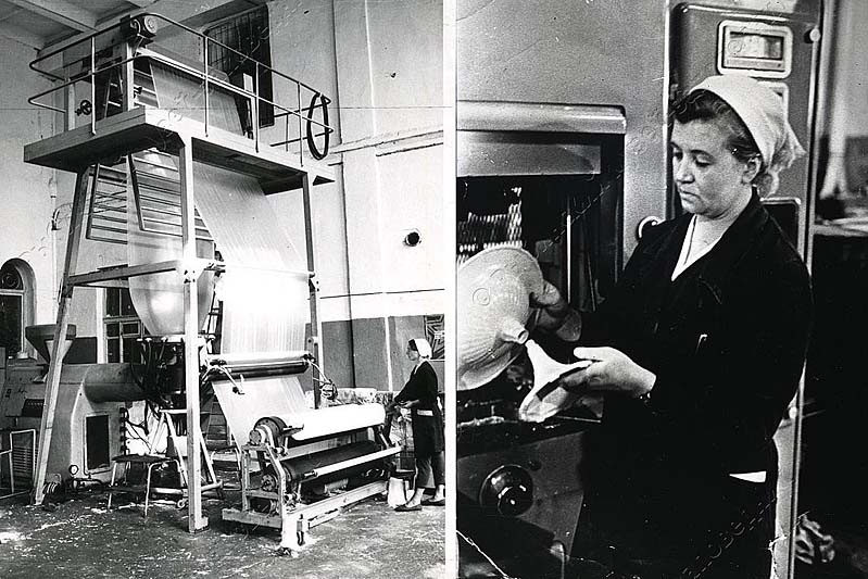 Изготовление полиэтиленовой пленки. 1980 г.